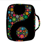 Colorful Flowers Yin Yang Print Front Pocket Bible Bag