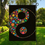 Colorful Flowers Yin Yang Print Garden Flag