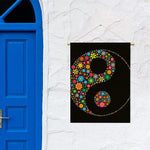 Colorful Flowers Yin Yang Print Garden Flag