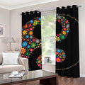 Colorful Flowers Yin Yang Print Grommet Curtains