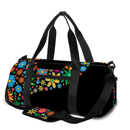 Colorful Flowers Yin Yang Print Gym Bag