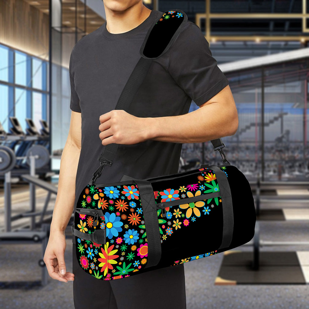 Colorful Flowers Yin Yang Print Gym Bag