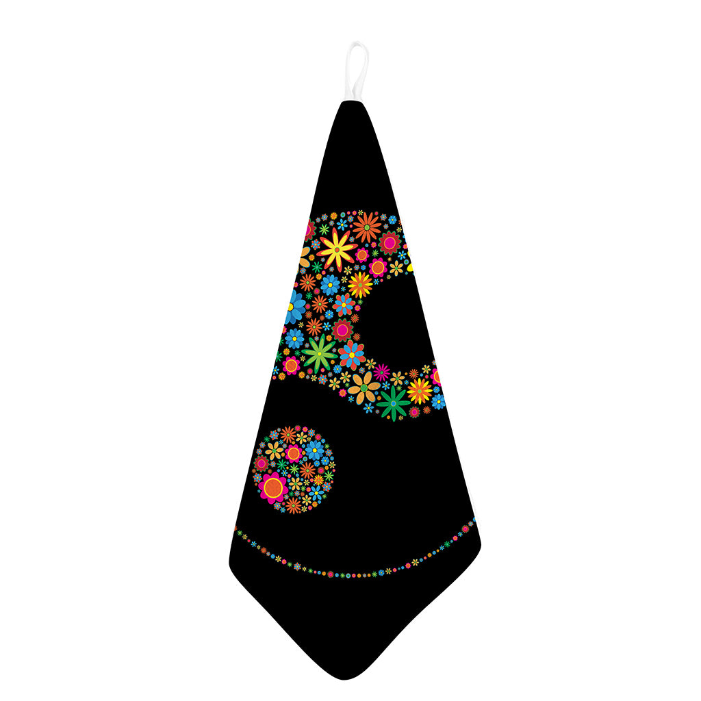 Colorful Flowers Yin Yang Print Hand Towel