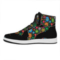 Colorful Flowers Yin Yang Print High Top Leather Sneakers