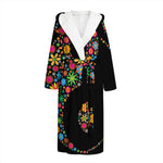 Colorful Flowers Yin Yang Print Hooded Bathrobe