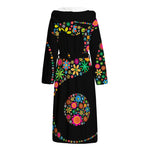 Colorful Flowers Yin Yang Print Hooded Bathrobe