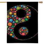 Colorful Flowers Yin Yang Print House Flag