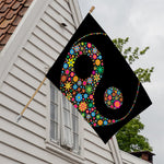 Colorful Flowers Yin Yang Print House Flag