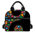 Colorful Flowers Yin Yang Print Insulated Lunch Bag
