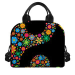 Colorful Flowers Yin Yang Print Insulated Lunch Bag