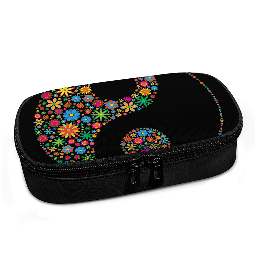 Colorful Flowers Yin Yang Print Insulin Cooler Travel Case