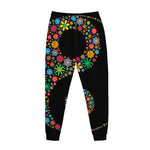 Colorful Flowers Yin Yang Print Jogger Pants