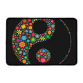 Colorful Flowers Yin Yang Print Kitchen Mat