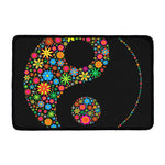 Colorful Flowers Yin Yang Print Kitchen Mat