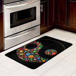 Colorful Flowers Yin Yang Print Kitchen Mat