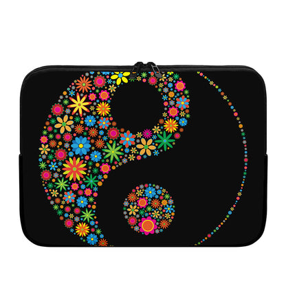 Colorful Flowers Yin Yang Print Laptop Sleeve