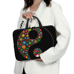 Colorful Flowers Yin Yang Print Laptop Sleeve With Handle