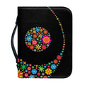 Colorful Flowers Yin Yang Print Leather Bible Cover
