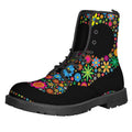 Colorful Flowers Yin Yang Print Lace-Up Boots