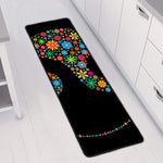 Colorful Flowers Yin Yang Print Long Kitchen Mat