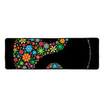 Colorful Flowers Yin Yang Print Long Kitchen Mat