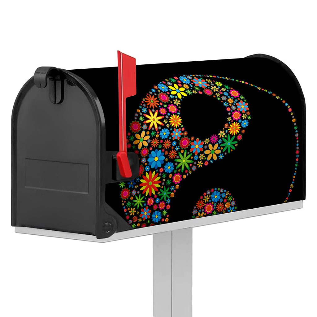 Colorful Flowers Yin Yang Print Mailbox Cover