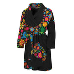 Colorful Flowers Yin Yang Print Men's Bathrobe