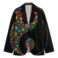 Colorful Flowers Yin Yang Print Men's Blazer