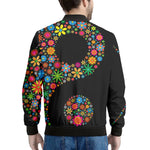 Colorful Flowers Yin Yang Print Men's Bomber Jacket