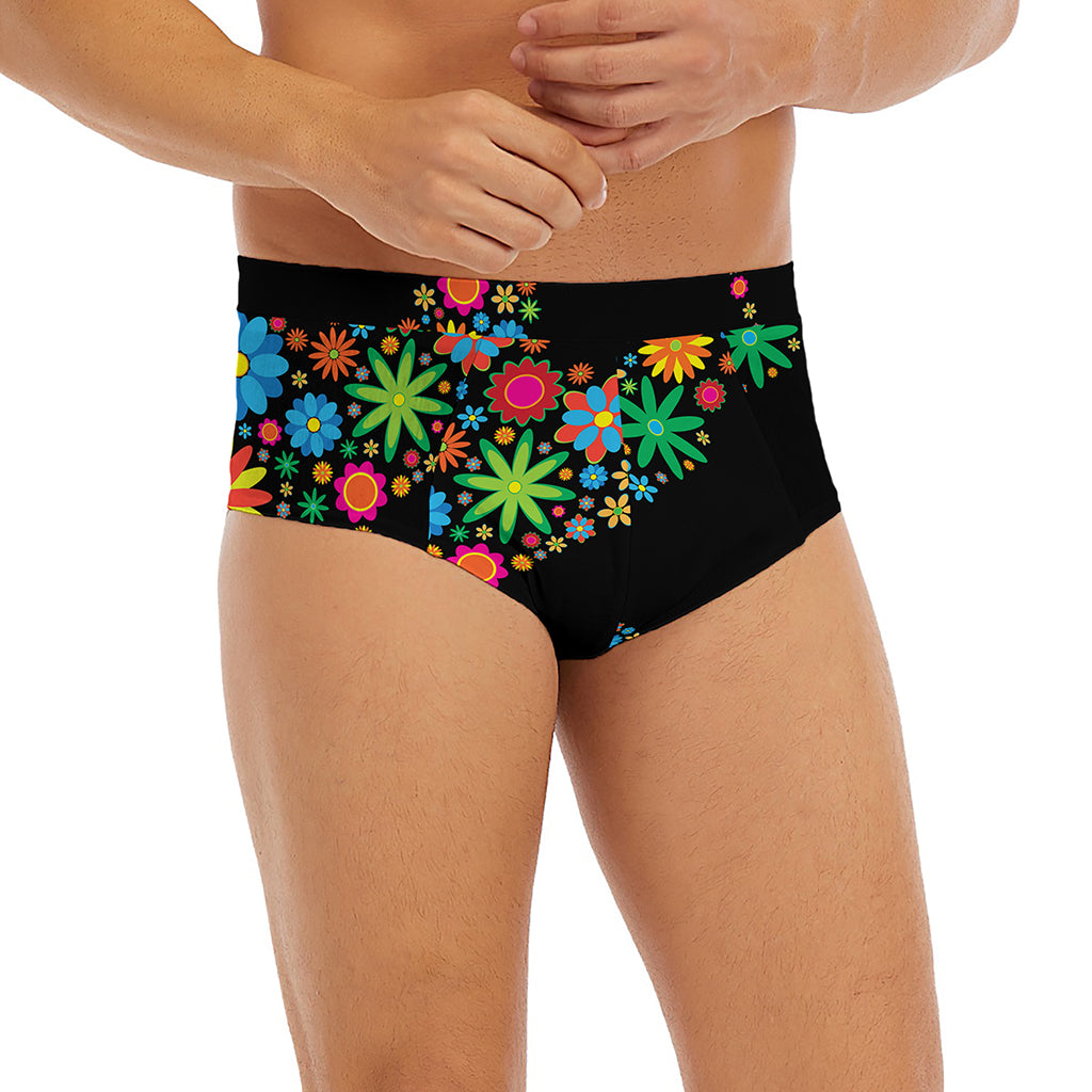 Colorful Flowers Yin Yang Print Men's Briefs