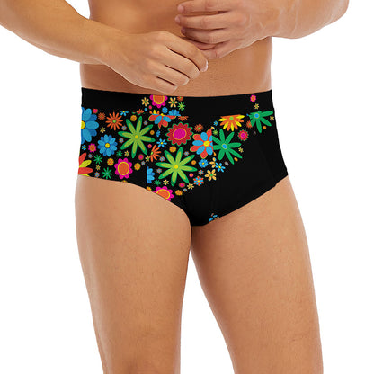Colorful Flowers Yin Yang Print Men's Briefs