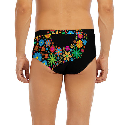 Colorful Flowers Yin Yang Print Men's Briefs