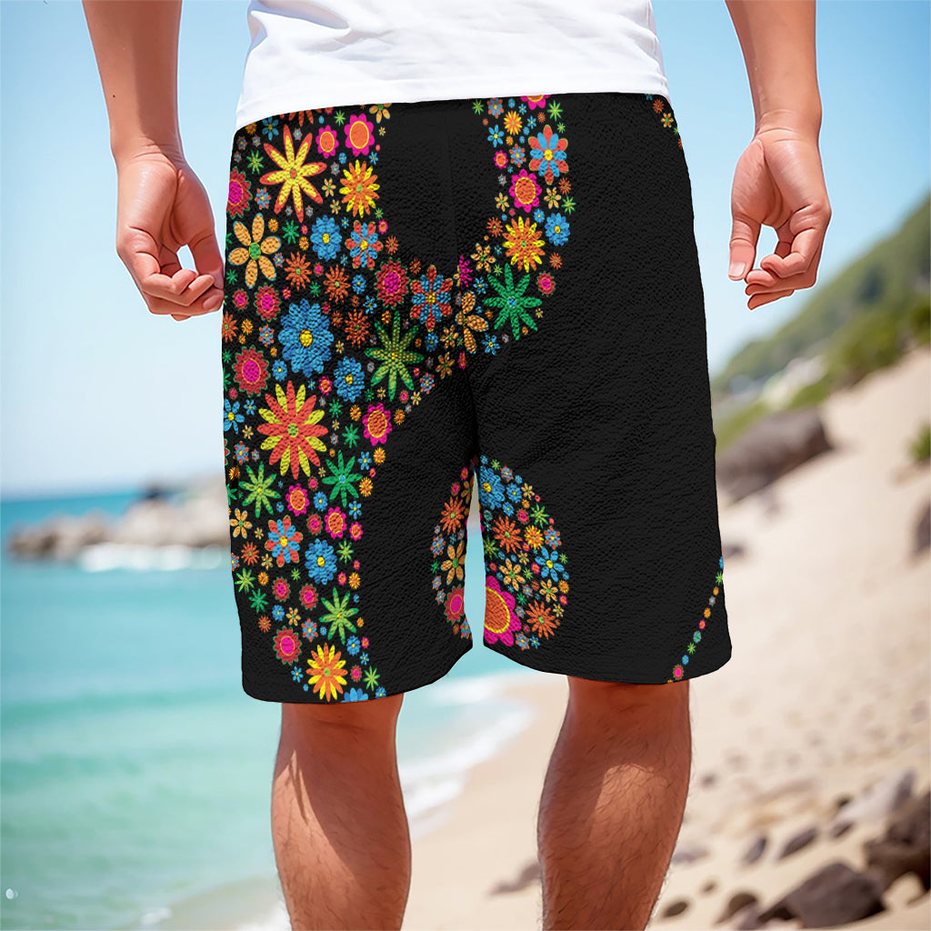 Colorful Flowers Yin Yang Print Men's Cargo Shorts