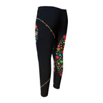 Colorful Flowers Yin Yang Print Men's Compression Pants