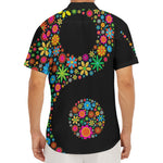 Colorful Flowers Yin Yang Print Men's Deep V-Neck Shirt