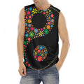 Colorful Flowers Yin Yang Print Men's Fitness Tank Top