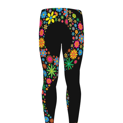 Colorful Flowers Yin Yang Print Men's leggings