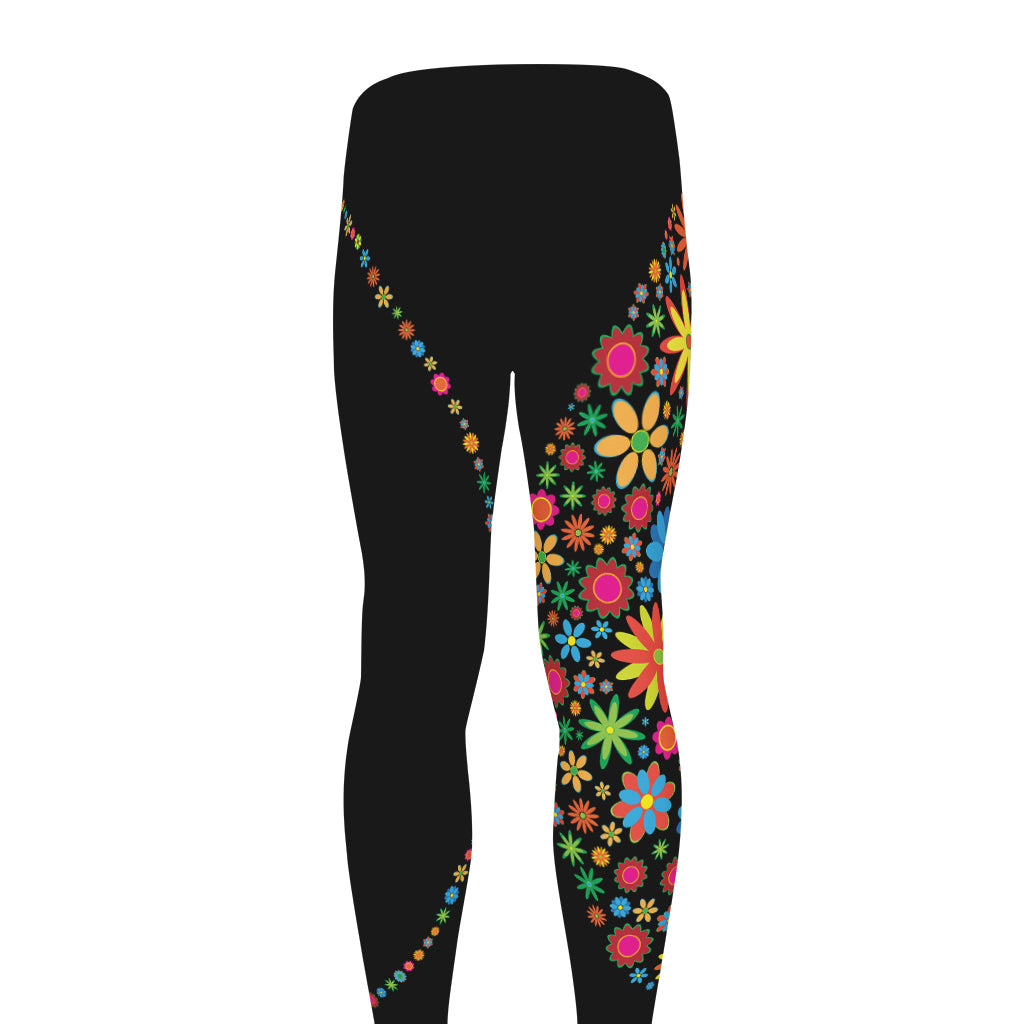 Colorful Flowers Yin Yang Print Men's leggings