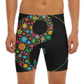 Colorful Flowers Yin Yang Print Men's Long Boxer Briefs