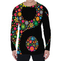 Colorful Flowers Yin Yang Print Men's Long Sleeve T-Shirt