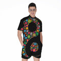 Colorful Flowers Yin Yang Print Men's Romper