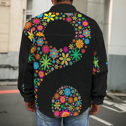 Colorful Flowers Yin Yang Print Men's Shirt Jacket