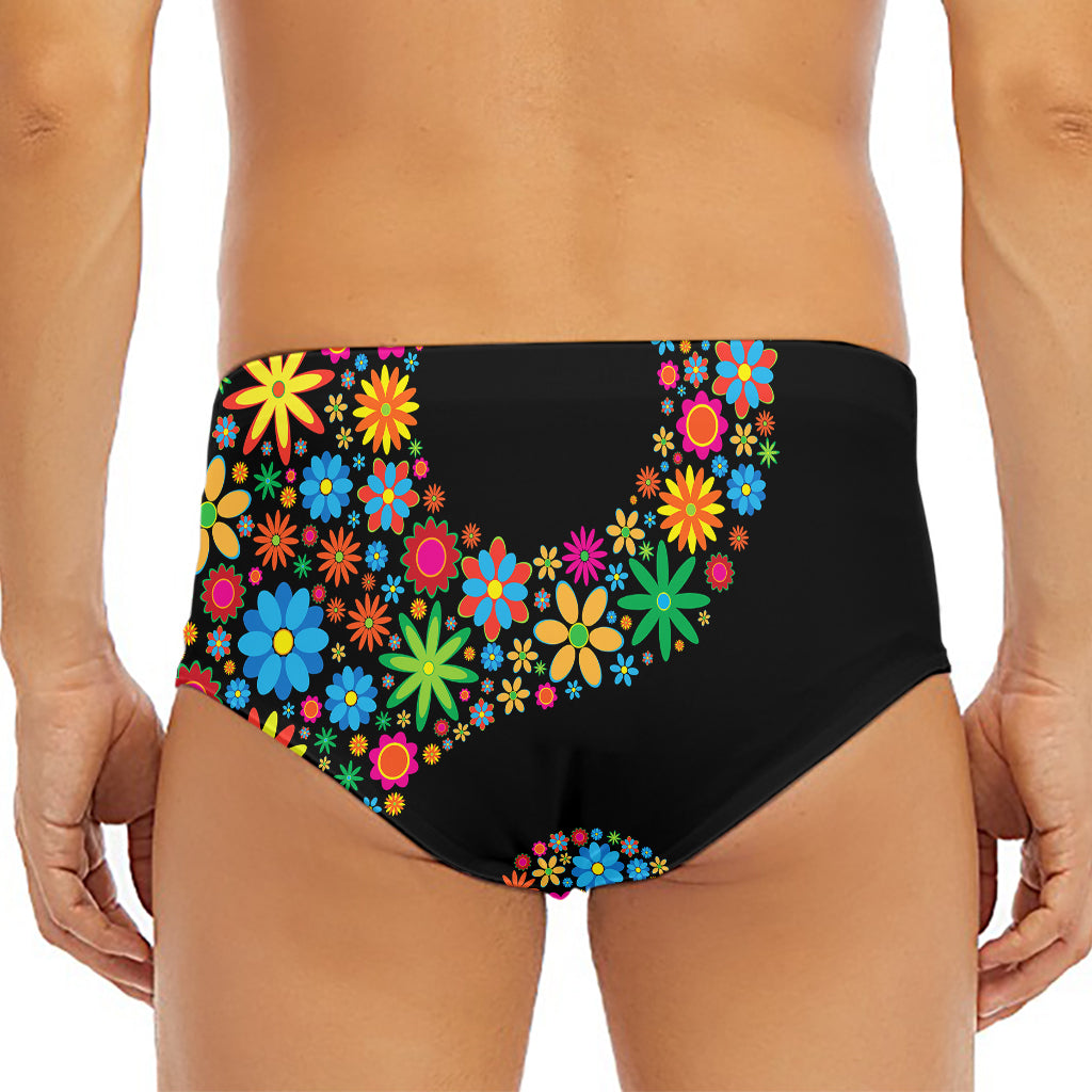 Colorful Flowers Yin Yang Print Men's Triangle Swim Briefs