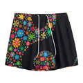 Colorful Flowers Yin Yang Print Mesh Shorts