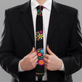 Colorful Flowers Yin Yang Print Necktie