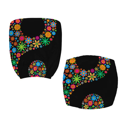 Colorful Flowers Yin Yang Print Office Chair Cover