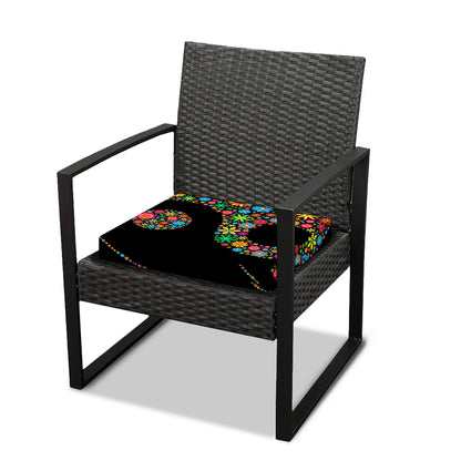 Colorful Flowers Yin Yang Print Outdoor Seat Cushion Cover
