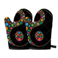 Colorful Flowers Yin Yang Print Oven Mitts