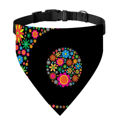 Colorful Flowers Yin Yang Print Over The Collar Dog Bandana