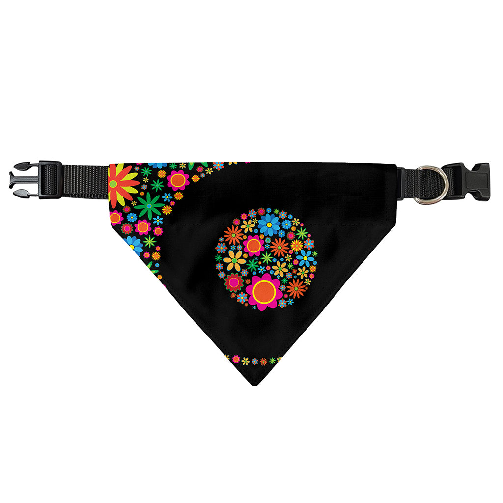 Colorful Flowers Yin Yang Print Over The Collar Dog Bandana